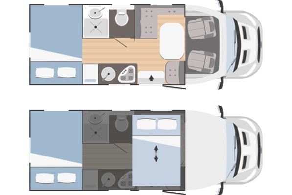 Půdorys obytného vozu Rimor Kilig 78 Plus
