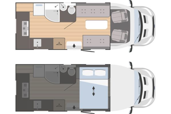 Půdorys obytného vozu Rimor Sailer 56 Plus