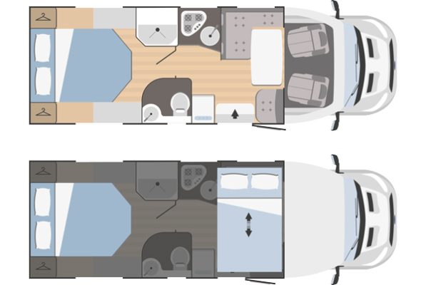 Půdorys obytného vozu Rimor Sailer 69 Plus